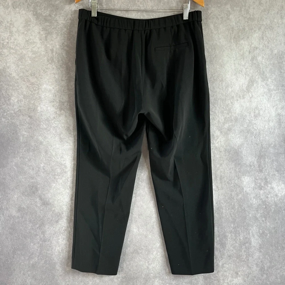 Theory Treeca Pull On Admiral‎ Crepe Pants Womens 12 Black Tapered K0109203